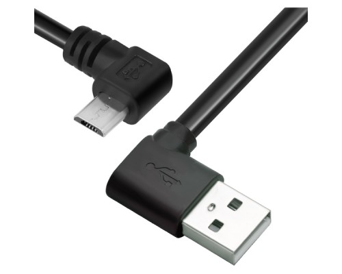 Кабель Greenconnect  micro USB 2.0  0.3m черный, угловой двухсторонний AM/угловой microB 5pin, 28/28 AWG, GCR-AUAD8AMCB6-BB2S-0.3m, экран, армированный, морозостойкий