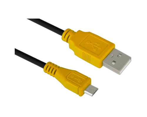 Кабель Greenconnect  0.5m USB 2.0, AM/microB 5pin, черный, желтые коннекторы, 28/28 AWG, экран, армированный, морозостойкий, GCR-UA3MCB1-BB2S-0.5m