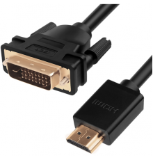 Кабель Greenconnect  HDMI-DVI 0.5m черный, OD7.3mm, 28/28 AWG, позолоченные контакты, 19pin AM / 24+1M AM double link, GCR-HD2DVI1-0.5m, тройной экран                                                                                                    