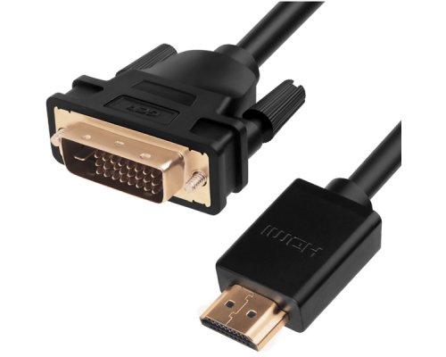 Кабель Greenconnect  HDMI-DVI 0.5m черный, OD7.3mm, 28/28 AWG, позолоченные контакты, 19pin AM / 24+1M AM double link, GCR-HD2DVI1-0.5m, тройной экран