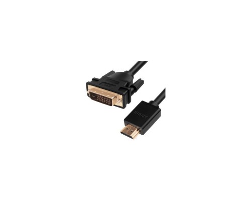 Кабель Greenconnect  HDMI-DVI 5.0m черный, OD7.3mm, 28/28 AWG, позолоченные контакты, 19pin AM / 24+1M AM double link, GCR-HD2DVI1-5.0m, тройной экран