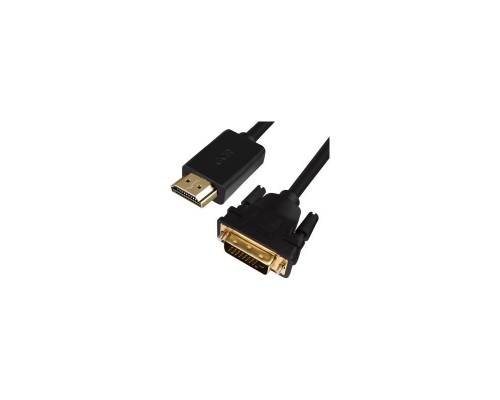 Кабель Greenconnect  HDMI-DVI 5.0m черный, OD7.3mm, 28/28 AWG, позолоченные контакты, 19pin AM / 24+1M AM double link, GCR-HD2DVI1-5.0m, тройной экран