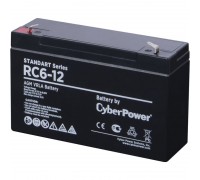 Аккумулятор сменный Battery CyberPower Standart series RС 6-12, voltage 6V, capacity (discharge 20 h) 12Ah, max. discharge current (5 sec) 240A, max. charge current 3.3A, lead-acid type AGM, terminals F1, LxWxH 97x43x53mm., full height with terminals