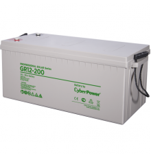 Аккумулятор сменный Battery CyberPower Professional Solar series GR 12-200, voltage 12V, capacity (discharge 10 h) 202Ah, max. discharge current (5 sec) 1000A, max. charge current 60A, lead-acid type GEL, terminals under bolt M8, LxWxH 522x240x218mm.