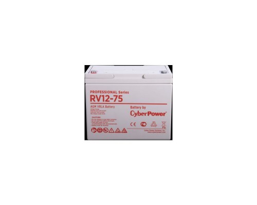 Аккумулятор сменный Battery CyberPower Professional series RV 12-75, voltage 12V, capacity (discharge 20 h) 80.8Ah, capacity (discharge 10 h) 75.8Ah, max. discharge current (5 sec) 900A, max. charge current 23A, lead-acid type AGM, terminals under bo