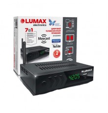 Приставка DVB-T2 LUMAX/ GX3235S, эфирный + кабельный, Металл, 7 кнопок, дисплей, USB, 3RCA, HDMI, внешний б/п, встроенный Wi-Fi адаптер, Кинозал LUMAX (более 500 фильмов)                                                                                
