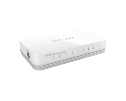 D-Link DGS-1008A/D2A, L2 Unmanaged Switch with 8 10/100/1000Base-T ports.8K Mac address,Auto-sensing, 802.3x Flow Control, Stand-alone, Auto MDI/MDI-X for each port, Plastic case.Manual + External P