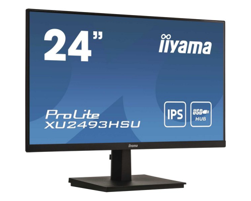 Монитор жидкокристаллический Iiyama Монитор LCD 23.8'' 16:9 1920х1080(FHD) IPS, nonGLARE, 250cd/m2, H178°/V178°, 1000:1, 80М:1, 16.7M, 4ms, VGA, HDMI, DP, USB, Tilt, Speakers, 3Y, Black