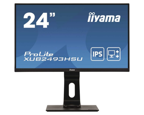 Монитор жидкокристаллический Iiyama Монитор LCD 24'' [16:9] 1920х1080(FHD) IPS, nonGLARE, 250cd/m2, H178°/V178°, 1000:1, 80M:1, 16,7 миллионов цветов, 4ms, VGA, HDMI, DP, USB-Hub, Height adj, Pivot, Tilt, Swivel, Speakers, Audio out, 3Y, Black