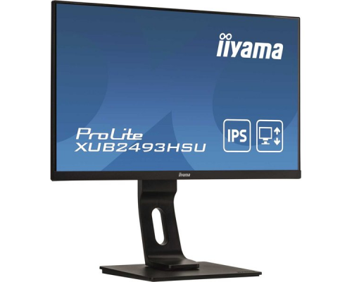 Монитор жидкокристаллический Iiyama Монитор LCD 24'' [16:9] 1920х1080(FHD) IPS, nonGLARE, 250cd/m2, H178°/V178°, 1000:1, 80M:1, 16,7 миллионов цветов, 4ms, VGA, HDMI, DP, USB-Hub, Height adj, Pivot, Tilt, Swivel, Speakers, Audio out, 3Y, Black