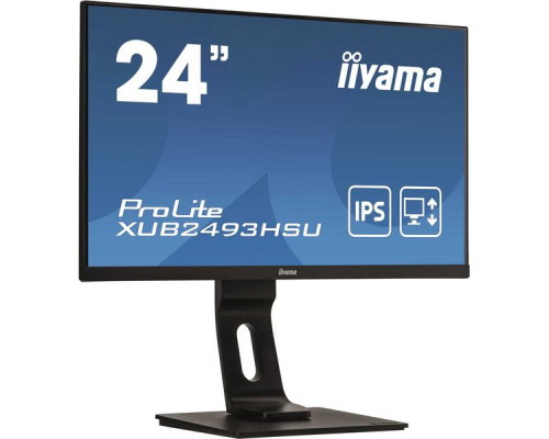 Монитор жидкокристаллический Iiyama Монитор LCD 24'' [16:9] 1920х1080(FHD) IPS, nonGLARE, 250cd/m2, H178°/V178°, 1000:1, 80M:1, 16,7 миллионов цветов, 4ms, VGA, HDMI, DP, USB-Hub, Height adj, Pivot, Tilt, Swivel, Speakers, Audio out, 3Y, Black