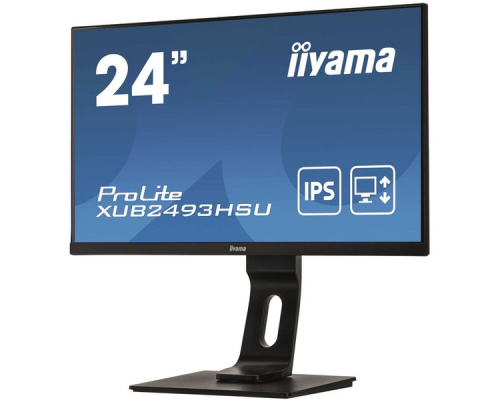 Монитор жидкокристаллический Iiyama Монитор LCD 24'' [16:9] 1920х1080(FHD) IPS, nonGLARE, 250cd/m2, H178°/V178°, 1000:1, 80M:1, 16,7 миллионов цветов, 4ms, VGA, HDMI, DP, USB-Hub, Height adj, Pivot, Tilt, Swivel, Speakers, Audio out, 3Y, Black