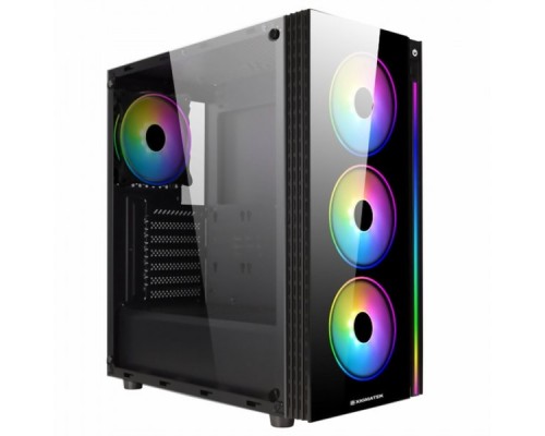 Корпус компьютерный Poseidon  EN42272 ATX, USB3.0x2, USB2.0x2, Front & LeftTempered Glass, Front Rainbow LED Stripe, CY120Fansx4 (Fx3 & Rx1)