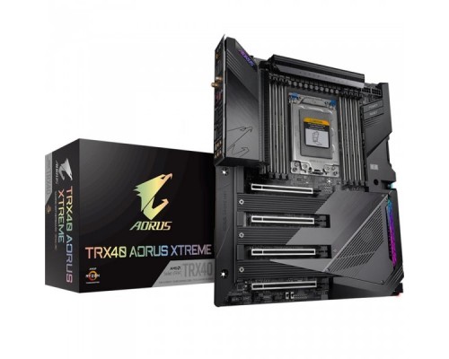 Материнская плата GIGABYTE TRX40 AORUS XTREME, Socket sTRX4, AMD TRX40, 8xDDR4-3200, 4xPCI-Ex16, 8xSATA3(RAID 0/1/10), 3xM.2, 8 Ch Audio, 2x10Gb Lan, Wi-Fi, (0+4)xUSB2.0, (7+4)xUSB3.2, (1+1)xUSB3.1 Type-C™,  ATX, RTL,