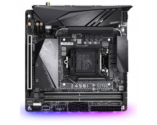 Материнская плата GIGABYTE Z490I AORUS ULTRA, Socket 1200, Intel®490, 2xDDR4-2933, HDMI+DP, 1xPCI-Ex16, 4xSATA3(RAID 0/1/5/10), 2xM.2, 8 Ch Audio, 2,5GLan, Wi-Fi 802.11, (2+4)xUSB2.0, (5+2)xUSB3.2, (1+1)xUSB 3.2 Type-C™, Mini-ITX, RTL