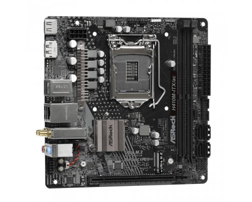 Материнская плата Asrock H410M-ITX/AC, Socket 1151, Intel®H410, 2xDDR4-2933, HDMI+DP, 1xPCI-Ex16, 4xSATA3, 1xM.2, 8 Ch Audio, 1xGLan, WiFi, (2+2)xUSB2.0, (2+2)xUSB3.2, 1xPS/2, Mini-ITX, RTL,