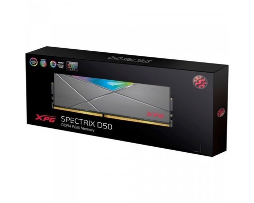 Модуль памяти 32GB ADATA DDR4 3200 DIMM XPG SPECTRIX D50 RGB Grey Gaming Memory AX4U3200716G16A-DT50 Non-ECC, CL16, 1.35V, 2048x8, Kit (2x16GB), RTL  (778198)