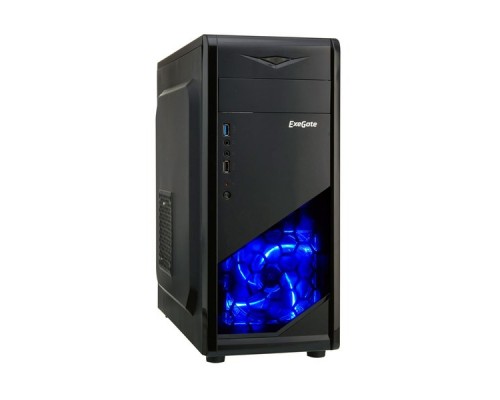 Корпус Miditower ExeGate EVO-8205-Blue-700W (ATX,БП 700NPX, 1*USB+1*USB3.0, HD аудио, черный с голубой подсветкой)