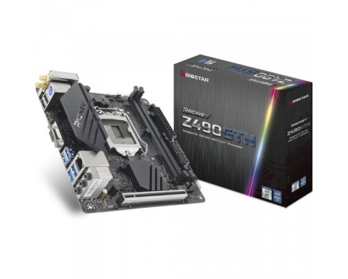 Материнская плата Z490GTN, Socket 1200, Intel®Z490, 2xDDR4-2933, D-SUB+HDMI, 1xPCI-Ex16, 4xSATA3(RAID 0/1), 1xM.2, 8Ch Audio, 1xGLan, WiFi, (2+4)xUSB2.0, (4+2)xUSB3.2, 1xPS/2, Mini ITX, RTL,