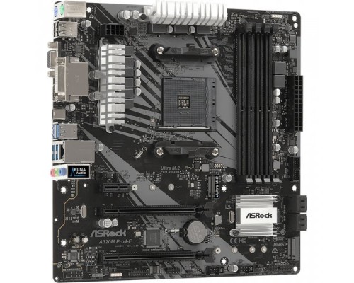 Материнская плата A320M PRO4-F, Socket AM4, AMD A320, 4xDDR4-3200, D-SUB+DVI-D+HDMI, 2xPCI-Ex16, 1xPCI-Ex1, 4xSATA3(RAID 0/1/10), 2xM.2, 8 Ch Audio, GLan, (2+4)xUSB2.0, (4+2)xUSB3.1, 1xUSB3.1 Type-C™, 2xPS/2, mATX, RTL,