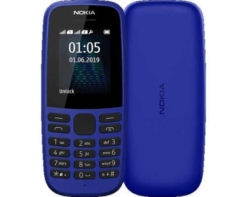 Телефон сотовый Nokia 105 DS TA-1174 Blue, 1.77'' 160x120, 4MB RAM, 4MB, 2 Sim, Micro-USB, 800mAh, S30+, 73,02 г, 119 ммx49,2 ммx14,4 мм