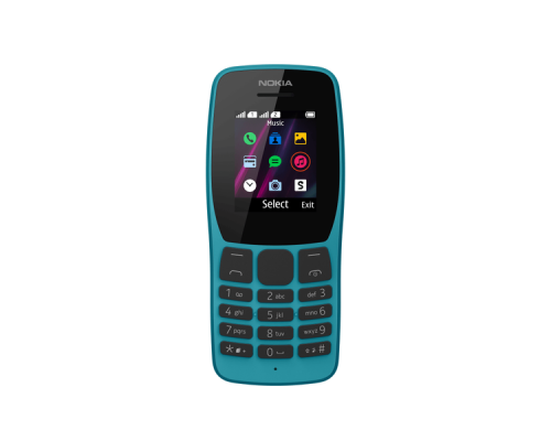 Телефон сотовый Nokia 110 DS TA-1192 Blue, 1.77'' 160x120, 4MB RAM, 4MB, up to 32GB flash, 0,3Mpix, 2 Sim, Micro-USB, 800mAh, S30+, 115,15 ммx49,85 ммx14,3 мм, Процессор SPRD 6531E