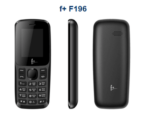 Телефон сотовый F+ F196 Black, 1.77'' 128x160, 32MB RAM, 32MB, up to 16GB flash, 2 Sim, BT v2.1, Micro-USB, 600mAh, 62g, 113,5 ммx46,8 ммx12,2 мм