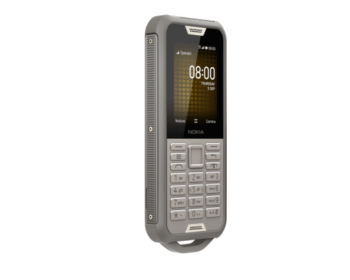 Телефон сотовый Nokia 800 DS TA-1186 SAND, 2.4'' 320x240, 512 МБ, 4GB, up to 32GB flash, 2Mpix, 2 Sim, 2G, 3G, LTE, BT v4.1, Wi-Fi, GPS, Micro-USB, 2100mAh, KaiOS, 161g, 145,4 ммx62,1 ммx16,11 мм, Предусмотренная защита от воды и пыли (IP68)