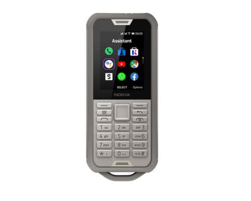 Телефон сотовый Nokia 800 DS TA-1186 SAND, 2.4'' 320x240, 512 МБ, 4GB, up to 32GB flash, 2Mpix, 2 Sim, 2G, 3G, LTE, BT v4.1, Wi-Fi, GPS, Micro-USB, 2100mAh, KaiOS, 161g, 145,4 ммx62,1 ммx16,11 мм, Предусмотренная защита от воды и пыли (IP68)