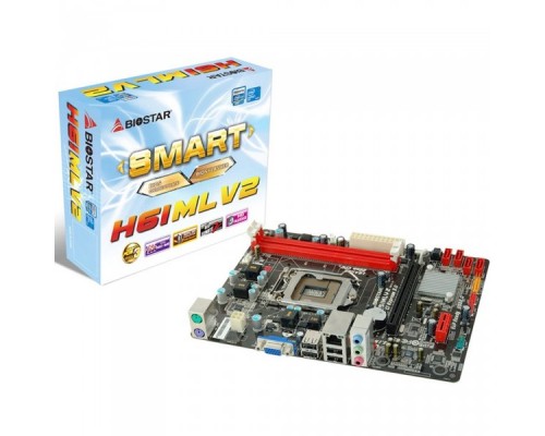 Материнская плата для процессора Intel H61MHV2, Socket 1155, Intel H61, 2xDDR3-1600, D-SUB+HDMI, 1xPCI-Ex16, 1xPCI-Ex1, 4xSATA2, 6 Ch Audio, GLan, (4+4)xUSB2.0, 1xPS/2, mATX, RTL