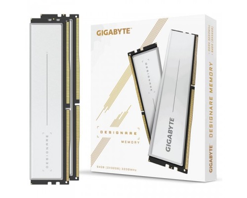 Оперативная память 64GB Gigabyte DDR4 3200 DIMM DESIGNARE Silver Gaming Memory GP-DSG64G32 2 pack Non-ECC, CL16, 1.35V, Kit (2x32GB), (808259) RTL