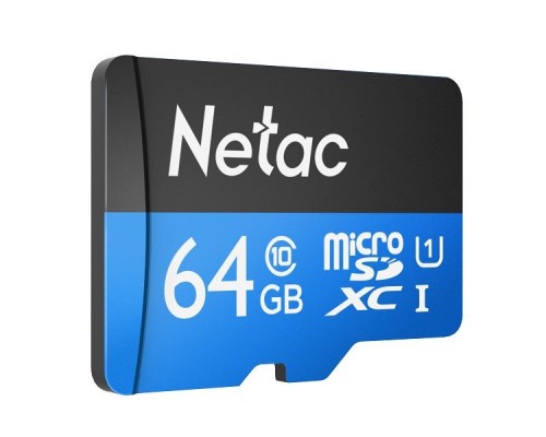 Карта памяти MicroSDXC 64GB  Netac Class 10 UHS-I U1 P500 Standart + адаптер  [NT02P500STN-064G-R]