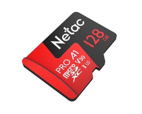 Карта памяти MicroSDXC 128GB  Netac Class 10 UHS-I U3 V30/A1 P500 Extreme Pro  +  адаптер  [NT02P500PRO-128G-R]