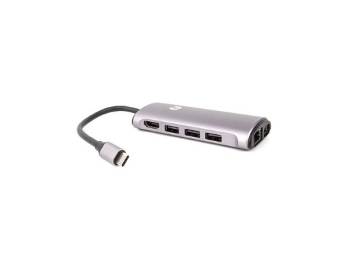 Кабель-адаптер USB3.1 Type-CM--HDMI 4K*60Hz +3USB3.0+RJ45+TF+SD+PD charging  VCOM  CU463