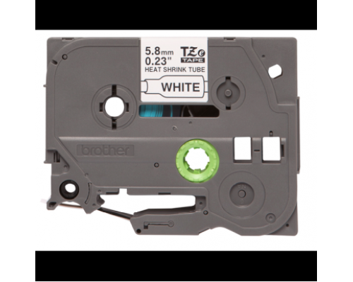 Термоусадочная кассета Brother HSe211 с лентой для печати черным на белом фоне, ширина 5,8 мм