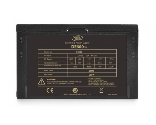 Блок питания для настольного компьютера Deepcool Explorer DE600 (ATX 2.31, 600W, PWM 120-mm fan, Black case) RET