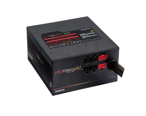 Блок питания для настольного компьютера Chieftec Photon Gold GDP-650C-RGB (ATX 2.3, 650W, >90 efficiency, Active PFC, ARGB Rainbow 140mm fan, Cable Management) Retail