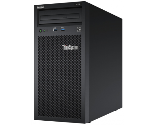 Сервер Lenovo TCH ThinkSystem ST50 Tower 4U,Xeon E-2224G 4C(3.5GHz/8MB/71W),1x8GB/2666/1R/UDIMM,2x1TB SATA HDD LFF(upto 4),SW RAID,1x250W,no p/c,AMT,Slim DVD-RW