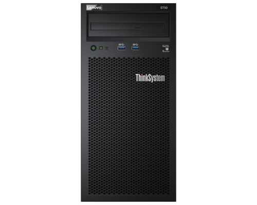 Сервер Lenovo TCH ThinkSystem ST50 Tower 4U,Xeon E-2224G 4C(3.5GHz/8MB/71W),1x8GB/2666/1R/UDIMM,2x1TB SATA HDD LFF(upto 4),SW RAID,1x250W,no p/c,AMT,Slim DVD-RW