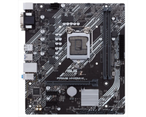 Материнская плата ASUS PRIME H410M-K, LGA1200, H410, 2*DDR4, D-Sub + DVI, SATA3, Audio, Gb LAN, USB 3.2*4, USB 2.0*6, COM*1 header (w/o cable),mATX ; 90MB13I0-M0EAY0