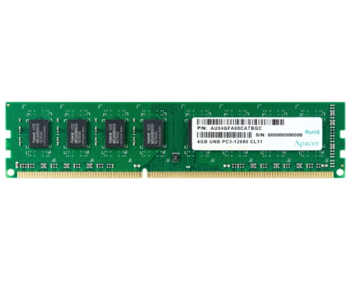Оперативная память Apacer  DDR3   4GB  1600MHz UDIMM (PC3-12800) CL11 1.5V (Retail) 512*8 (AU04GFA60CATBGC/DL.04G2K.KAM)