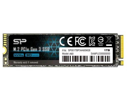 Накопитель SSD NVMe внутренний Solid State Disk Silicon Power P34A60 1Tb PCIe Gen3x4 M.2 PCI-Express (PCIe) SP001TBP34A60M28