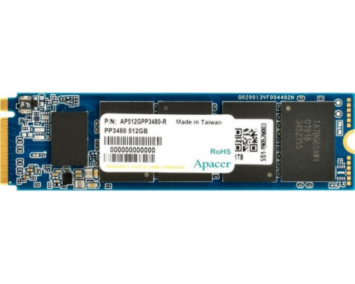 Накопитель SSD NVMe внутренний Apacer SSD Professional NAS PP3480 512Gb SSD NAS M2.2280 PCIe Gen3x4, R2500/W2100 Mb/s, IOPS 210/380K, MTBF 2M, 3D TLC, 1000TBW, Retail  (AP512GPP3480-R)