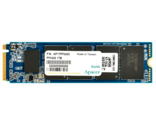 Накопитель SSD NVMe внутренний Apacer SSD Professional NAS PP3480 1Tb SSD NAS M2.2280 PCIe Gen3x4, R2500/W2100 Mb/s, IOPS 210/390K, MTBF 2M, 3D TLC, 2000TBW, Retail  (AP1TPP3480-R)