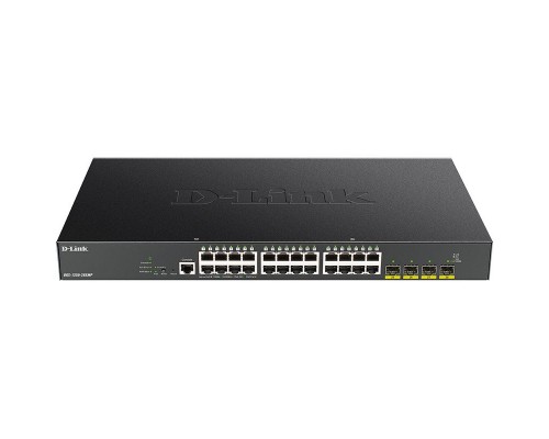 Коммутатор (switch) D-Link DGS-1250-28XMP/A1A, L2 Smart Switch with 24 10/100/1000Base-T ports and 4 10GBase-X SFP+ ports (24  PoE ports 802.3af/802.3at (30 W), PoE Budget 370W).16K Mac address, 802.3x Flow Control, 4K