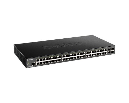 Коммутатор (switch) D-Link DGS-1250-52X/A1A, L2 Smart Switch with 48 10/100/1000Base-T ports and 4 10GBase-X SFP+ ports.16K Mac address, 802.3x Flow Control, 4K of 802.1Q VLAN, 4 IP Interface, 802.1p Priority Queues, AC