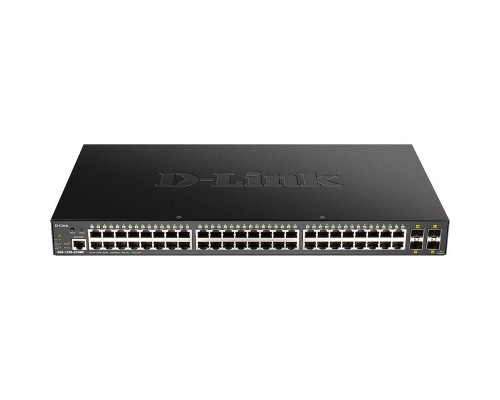 Коммутатор (switch) D-Link DGS-1250-52XMP/A1A, L2 Smart Switch with 48 10/100/1000Base-T ports and 4 10GBase-X SFP+ ports (48  PoE ports 802.3af/802.3at (30 W), PoE Budget 370W).16K Mac address, 802.3x Flow Control, 4K