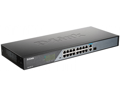 Коммутатор L2 Unmanaged Surveillance Switch with 16 10/100Base-TX ports and 110/100/1000Base-T port and 1 1000Base-T SFP combo-port (16 PoE ports802.3af/802.3at (30 W), PoE Budget 230 W, up to 250 m power deli