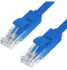 Патчкорд Greenconnect  прямой 15.0m, UTP кат.5e, синий, позолоченные контакты, 24 AWG, литой, GCR-LNC01-15.0m, ethernet high speed 1 Гбит/с, RJ45, T568B                                                                                                  