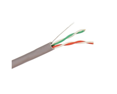 Кабель ExeGate UTP-2-C5e-CCA-S24-IN-PVC-GY-305 UTP 2 пары кат.5e CCA, 24AWG, бухта 305м, серый, PVC